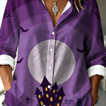 Halloween Shirt Featuring Evil Spirit and Jack-o'-lantern Patterns