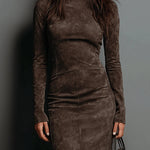 Lorena™ | Long Brown Midi Dress