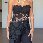 Floral Embroidered Lace Strapless Top