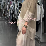 Lucy Knit Cutout Layered Design Half Sleeve Top and Satin Elastic Waist Pocketed Lantern Pants Set