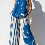 Abstract Brushstroke Sleeveless Tunic & Cropped Pant Set