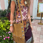 Bohemian Style Floral Print Tassel Trim Irregular Hem Slit Scarf Midi Dress