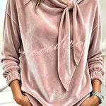Celeste Velvet Flowing Blouse with Bow Detail