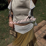 Stylish Halter Neck Lace Up Tassel Pendant Backless Top