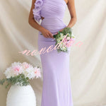 Fashionable Mesh Sleeveless One-shoulder Waist-revealing Maxi Dress