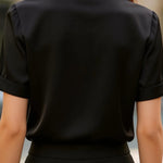 Solid Color Collared Tie Short-sleeved Casual Shirt
