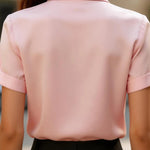 Solid Color Collared Tie Short-sleeved Casual Shirt
