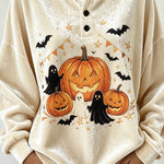 Spooky Season Velvet Long Sleeve Halloween Shirt with Buttons