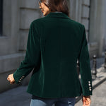 Elegant Velvet Slim-fit Faux Pocket Suit Jacket