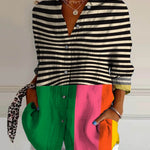 Sanne | Contrasting striped urban blouse