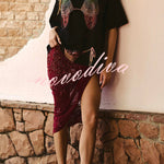 Nashville Night Out Colorful Tassel Bikini Fun Pattern Loose-fitting T-shirt