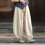 Loose Cotton And Linen Patchwork Bloomers