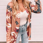 Zeagoo Women's Diamond Print Stripe Mid-Long Contrast Color Knit Cardigan