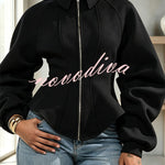 Aura Sculptural Corset-Style Zip-Up Sweatshirt