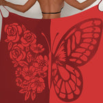Fashionable Color-blocked Butterfly Print Resort Cover-up Midi Dress