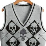 Halloween Skull Argyle Knit Sweater Vest