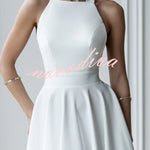 Solid Color Halter Neck Bow Tie Elegant Waist-cinching Midi Dress