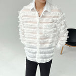 Tassel Striped Hollow Loose Shirt