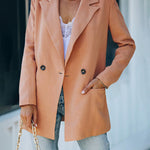 Zeagoo Double Breasted Button Down Office Work Wear Solid Blazer Jacket