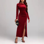 Charlotte Kelly | Velvet Slit Formal Maxi Dress For Women