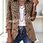 Stylish and Unique Printed Ruffle Trim Button-down Long Sleeve  Jacket