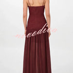 Stylish Three-dimensional Floral Chiffon Patchwork Strapless Elegant Maxi Dress