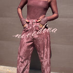 Free Moment Animal Print Metal Ring Design Pocket Wide Leg Pants