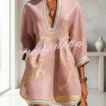 Aurelia Gilded Marble Linen Tunic Dress