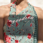 Floral Print Halter Neck Sleeveless Elegant Tassel Maxi Dress