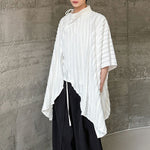 Irregular Pleated Pace-up Half-sleeve Silhouette Cape