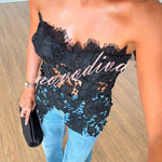 Floral Embroidered Lace Strapless Top