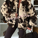 Soft and Fluffy Teddy Bear Fleece Material Contrast Color Long Sleeve Pocket Zipper Coat