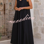 Solid Color Loose Sleeveless Casual Vacation Maxi Dress