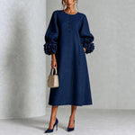 IVY™ | Floral Midi Dress with Rose-Cuff Sleeves