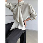 Vintage Ribbon Scarf French Collar Shirt