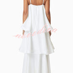 Soft and Smooth Satin Tiered Slip Square Neck A-line Maxi Dress