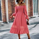 Zeagoo Women's Bell Sleeve Shirred Bodice Ditsy Dress