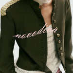 Napoleon Style Retro Rope Knot Decoration Stand Neck Long Sleeve Suit Jacket
