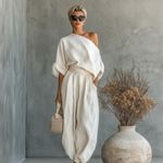 Lisa | Soft Off-Shoulder Top and Tapered Pants Set