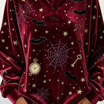 Spooky Season Velvet Long Sleeve Halloween Shirt with Buttons