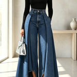 High-Waist Overlay Wide-Leg Jeans