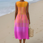 Lucy | Sunset Stripe Midi Dress