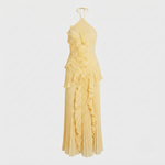 Grace Holloway | Pleated Ruffle Halter Maxi Dress For Women