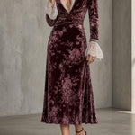 Mia | Lace-Trimmed Velvet Wrap Dress