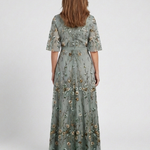 Evadne | Embroidered V Neck Maxi Dress