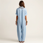 Amariana | Botanical Embroidered V-Neck Linen Maxi Dress
