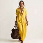 Amariana | Botanical Embroidered V-Neck Linen Maxi Dress