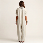 Amariana | Botanical Embroidered V-Neck Linen Maxi Dress