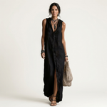 Mirabell | Sleeveless Hooded Button-Down Linen Maxi Dress