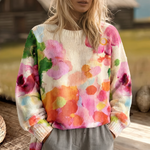 FERRONA | MULTICOLOR TIE-DYE FLORAL KNIT SWEATER